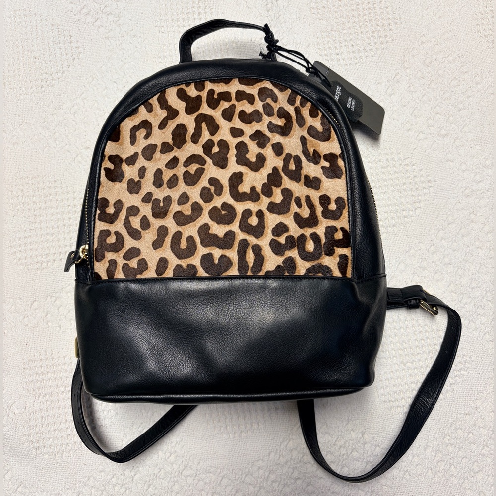 Margot genuine leather backpack black leopard haircalf authentic-new with tag